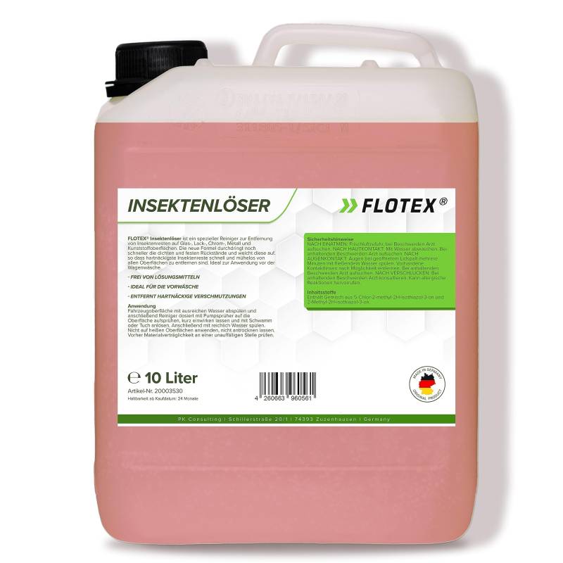 Flotex - Profi Insektenreiniger Auto 10L | Lackschonender Insektenentferner KFZ | Insektenentferner Motorrad | Für Lack, Glas, Kunststoff & Chrom geeignet von Flotex