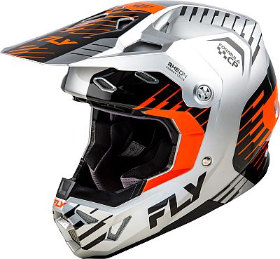 Fly Racing Formula CP Slice, Motocrosshelm - Hellgrau/Orange/Schwarz - L von Fly Racing