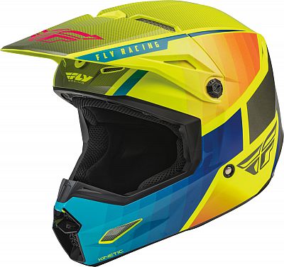 Fly Racing Kinetic Drift, Motocrosshelm Kinder - Neon-Gelb/Grau/Blau/Orange - YM von Fly Racing