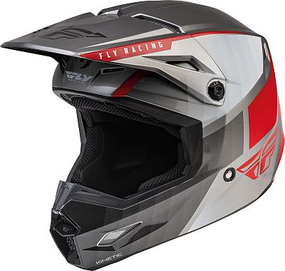 Fly Racing Kinetic Drift, Motocrosshelm Kinder - Silber/Rot/Grau - YM von Fly Racing