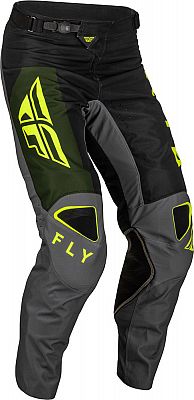 Fly Racing Kinetic Jet, Textilhose - Schwarz/Oliv/Grau/Neon-Gelb - 30 von Fly Racing