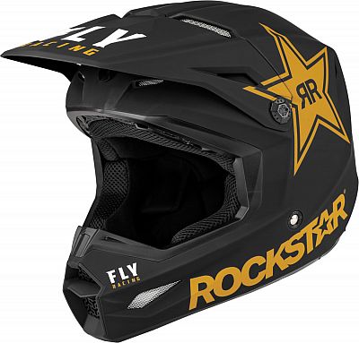 Fly Racing Kinetic Rockstar, Motocrosshelm - Matt Schwarz/Gold - S von Fly Racing