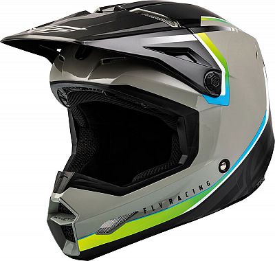 Fly Racing Kinetic Vision, Motocrosshelm - Grau/Schwarz/Blau/Grün - L von Fly Racing