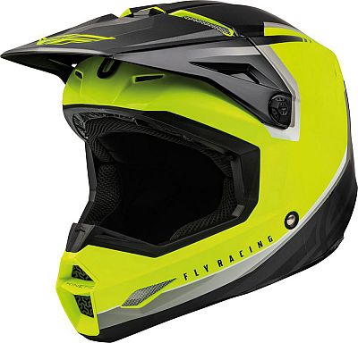 Fly Racing Kinetic Vision, Motocrosshelm Kinder - Neon-Gelb/Schwarz/Grau - YS von Fly Racing