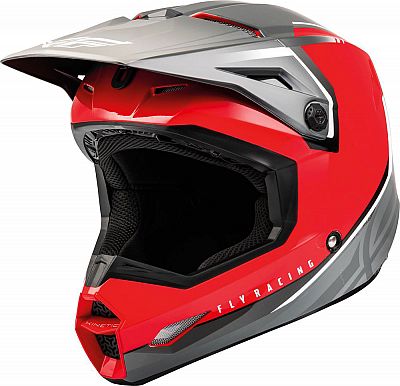 Fly Racing Kinetic Vision, Motocrosshelm - Rot/Grau/Weiß - L von Fly Racing