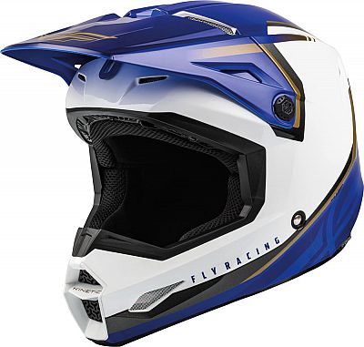 Fly Racing Kinetic Vision, Motocrosshelm - Weiß/Blau/Gold - XS von Fly Racing