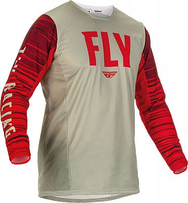 Fly Racing Kinetic Wave, Trikot - Hellgrau/Rot/Dunkelrot - L von Fly Racing