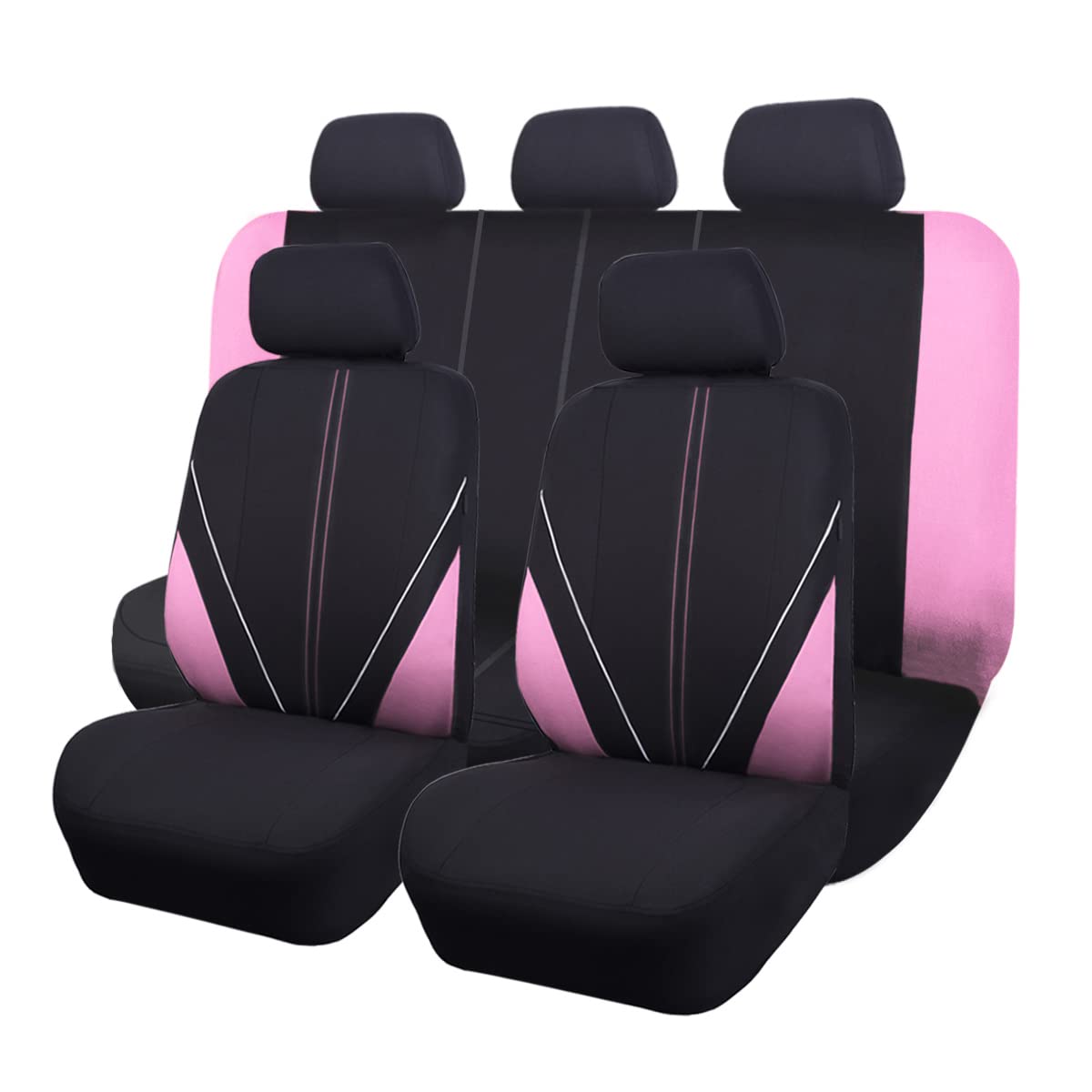 Flying Banner Universal atmungsaktive Netzstoff-Autositzbezüge, komplettes Set Airbag-kompatible Kissen Schutz (Schwarz und Rosa) von Flying Banner