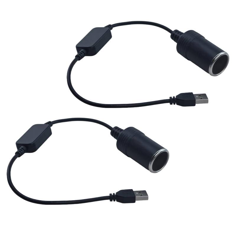 2 Stück Zigarettenanzünder Adapter, 5V USB C Stecker auf 12V Zigarettenanzünder Weiblich Konverter 35CM, 10W Auto Zigarettenanzünder Buchse Konverter für Kamera GPS E-Dog Recorder DVR Dash (USB A) von Flylin