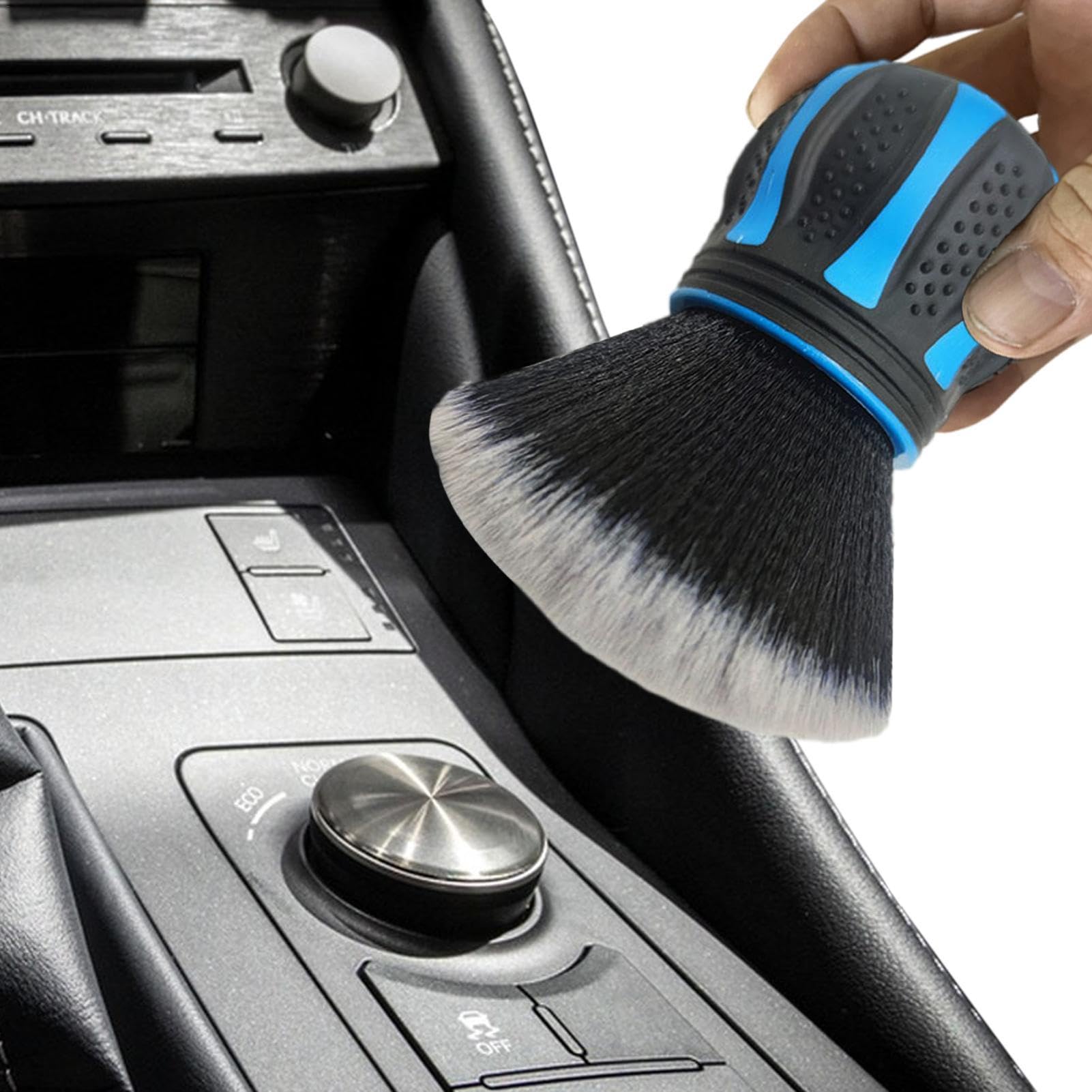 Auto Detailing Air Duster – Gebogenes Design, Radbürste, Staubhandbürsten, Auto-Detailing-Pinsel, Staubwerkzeug, rutschfeste Reinigungsbürste für Möbel, Sneakers, Stiefel, Fahrzeuge, 11,7 cm, Seeblau von Fmzrbnih