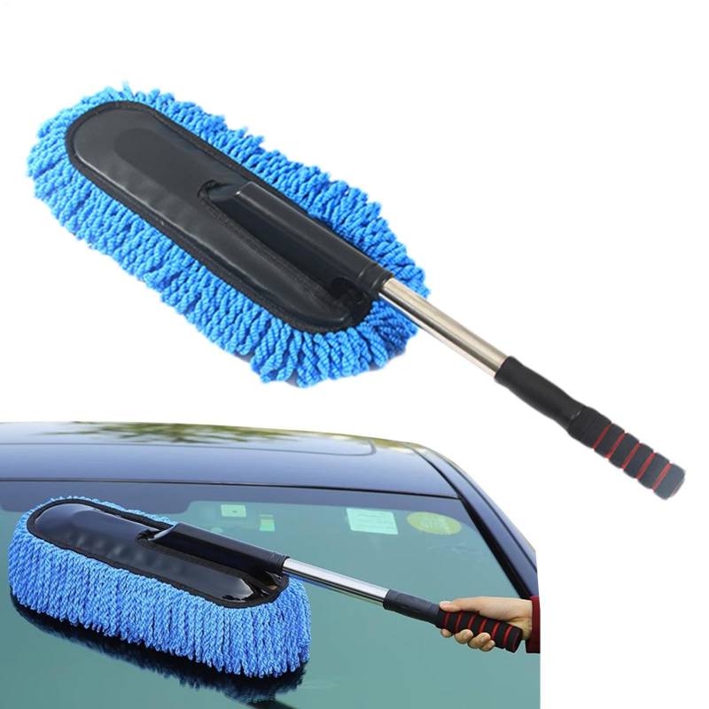 Auto Duster - Weichmikrofaser -Autobürste, Auto Duster Scratch Frree | Auto -Steuer Mit Ausziehbarem Griff, Autoreinigung, Autostaubentferner Für Auto, Lastwagen Und Motorräder (blau, Grau) von Fmzrbnih