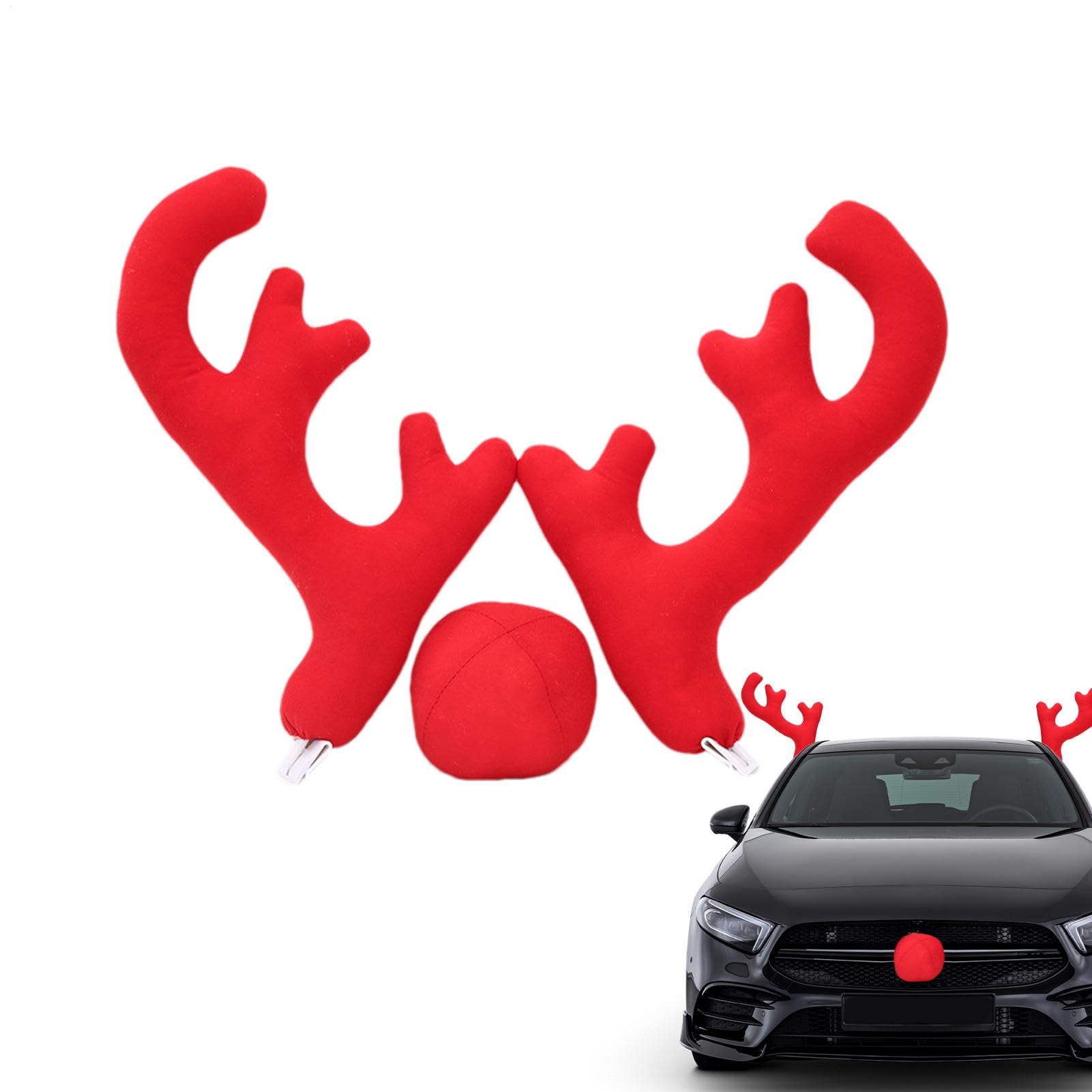 Auto-Weihnachts-Rentier-Geweih-Dekorationen – Auto-Weihnachtsdekorationen, Rentier-Auto-Dekorationen | Rentier-Geweih Und Nase, Weihnachtsdekoration, Rentier-Auto-Set Für LKWs, Fahrzeuge, SUVs, Spaß U von Fmzrbnih