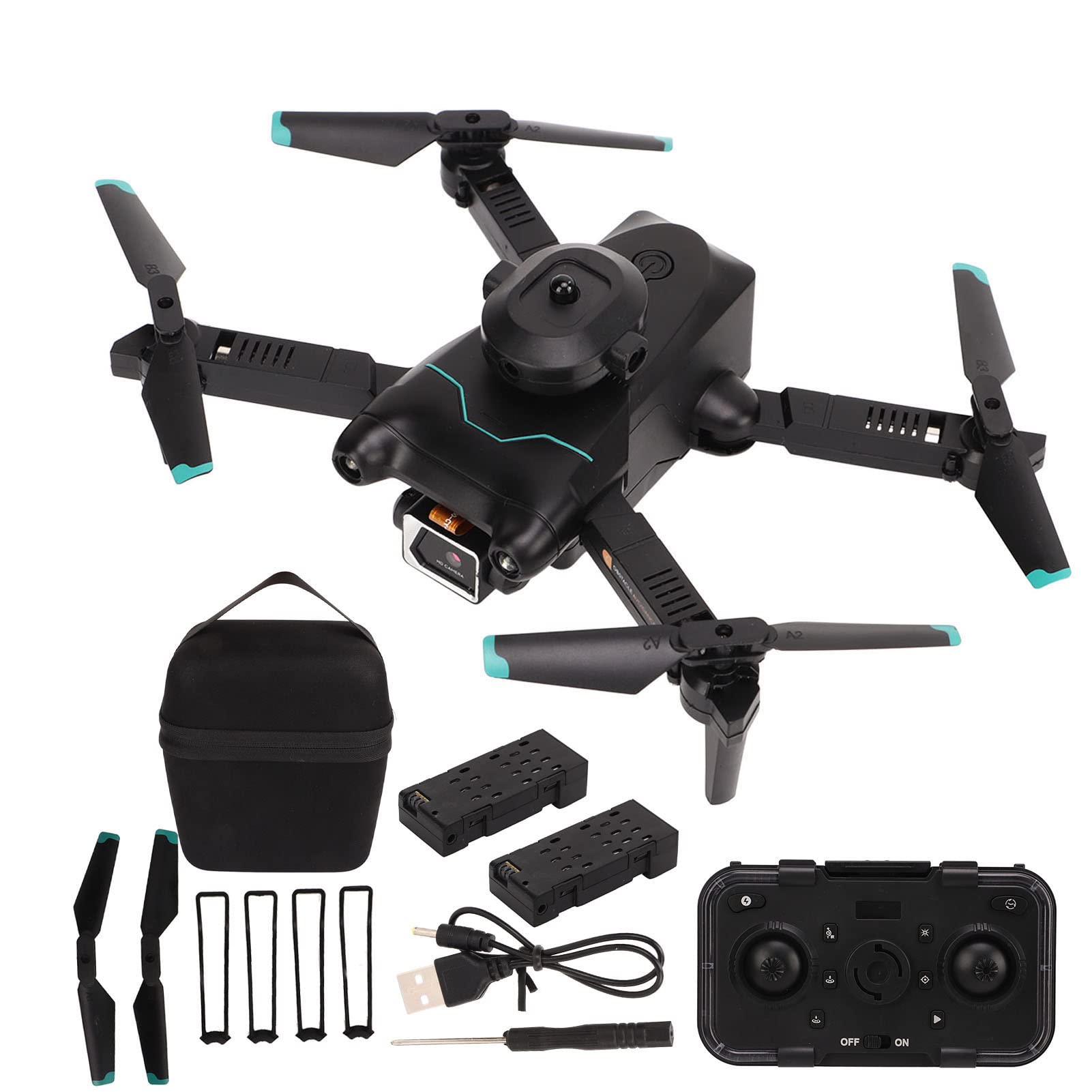 S96 RC-Drohne, 4K HD FPV-Kamera, Faltbare Drohnen für Erwachsene, WLAN-RC-Quadcopter-Höhenhaltung, Headless-Modus, One Key Back, Optical Flow Hover Mini-Drohne Hindernisvermeidung (3 Batterie) von Focket