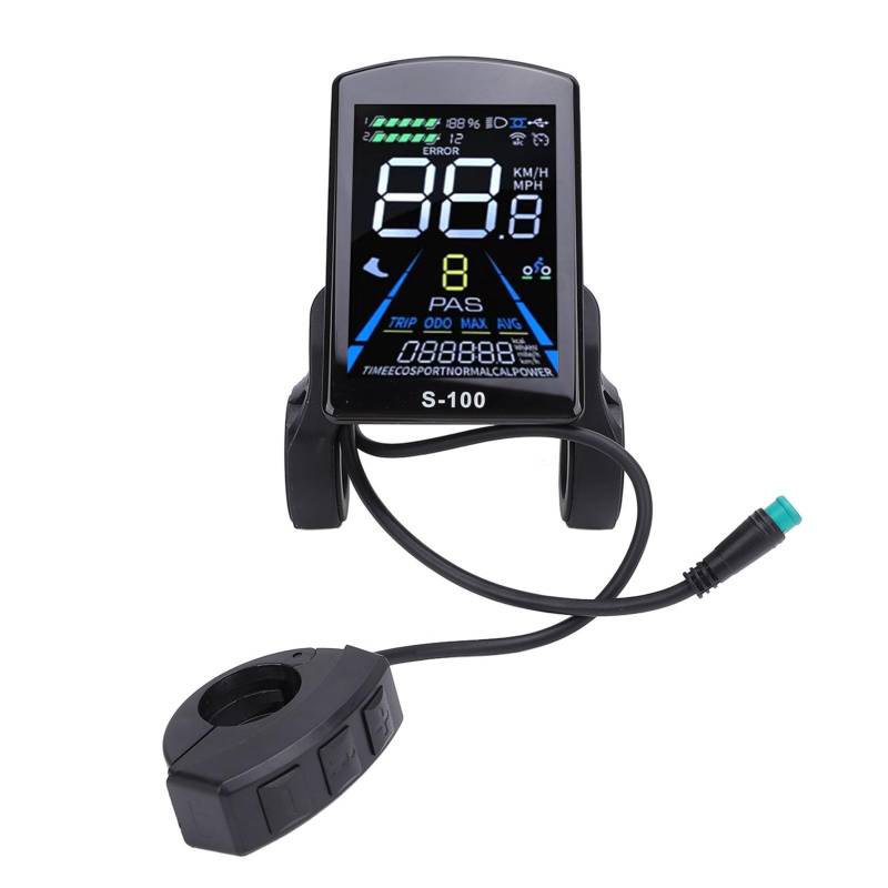 Elektrofahrrad-LCD-Display, 24 V, 36 V, 48 V, 60 V, 72 V, Universal-Mountainbike-LCD-Panel mit 5-poligem Wasserdichtem Anschluss, Wasserdichtes Fahrrad-LCD-Display-Messgerät für von Fockety