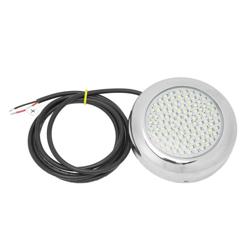 Fockety 108 LED Unterwasserleuchten, 4in Aufputz IP68 wasserdichte Bootsbeleuchtung, 12V DC Spiegelbeleuchtung Poolbeleuchtung mit 4.92ft Stromkabel Angellicht für Yacht Marine Pontoon von Fockety