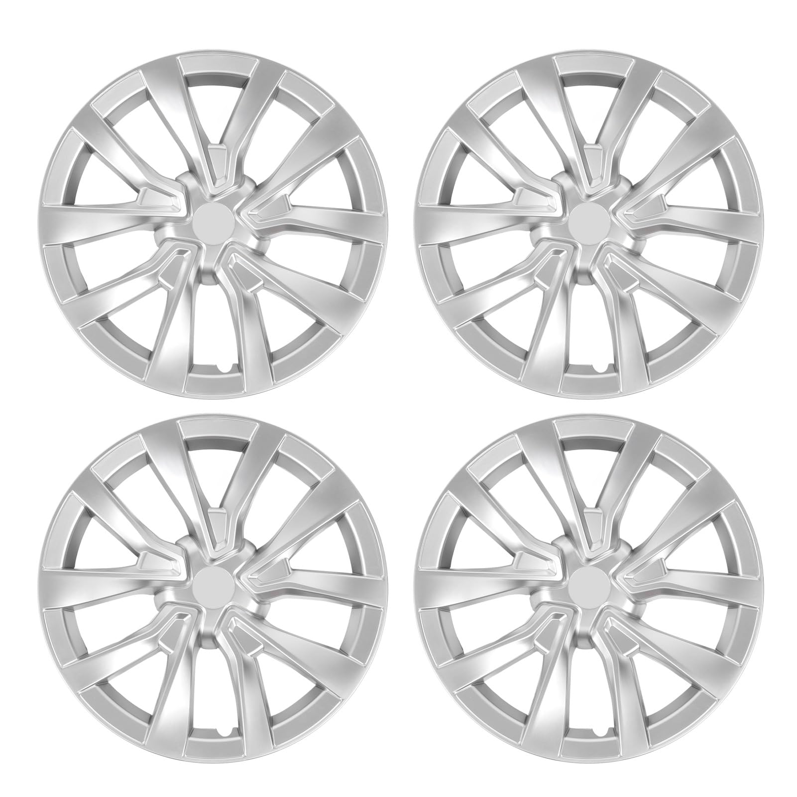 Fockety 18-Zoll-Radnabenkappen für Modell 3 2017–2023, 4er-Pack Radabdeckungen mit Schnappdesign, Vollständig Umhüllende ABS-Radnabenabdeckung, Ersatz für Auto mit 18-Zoll-Rad (Silver) von Fockety