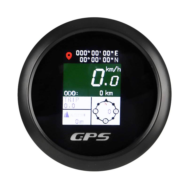 MPH GPS Tachometer, 85mm TFT Bildschirm Digitalanzeige Kilometerzähler, Universal Wasserdichtes Geschwindigkeitsmessgerät, Anzeige Höhe Länge Breite, für Boot Auto Motorrad Marine (Schwarzes von Fockety