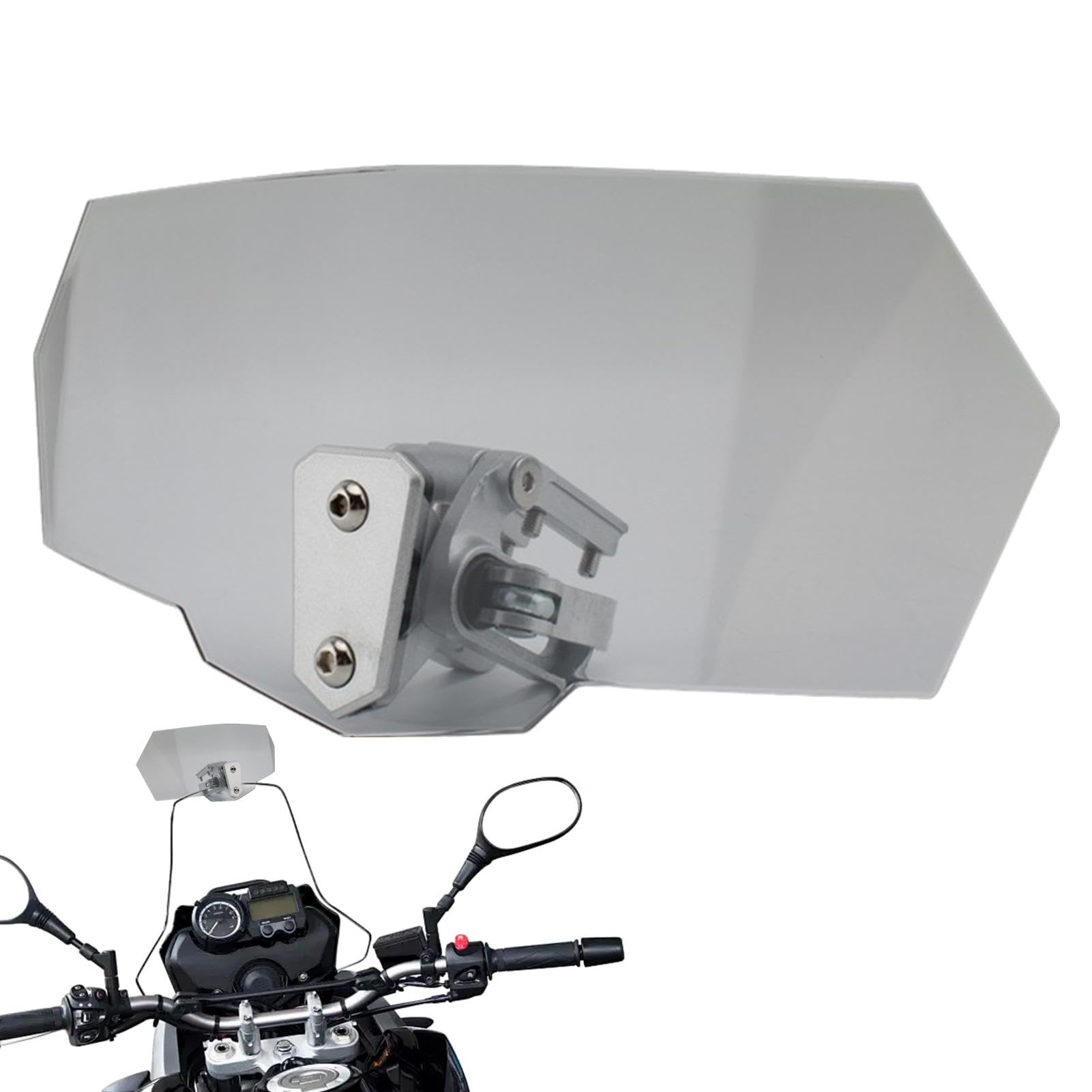 Motorrad-Windschutzscheibe, verstellbare Windschutzscheibenverlängerung, Motorrad-Windschutzscheiben-Spoiler, höhenverstellbarer Motorrad-Schild mit 27,7 x 12,9 cm, für Motorräder modifiziert von Foeirp