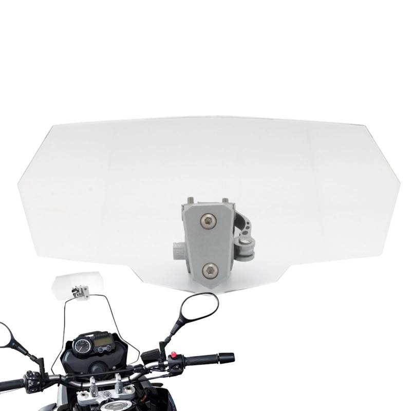 Motorrad-Windschutzscheibe, verstellbare Windschutzscheibenverlängerung, Motorrad-Windschutzscheiben-Spoiler, höhenverstellbarer Motorrad-Schild mit 27,7 x 12,9 cm, für Motorräder modifiziert von Foeirp