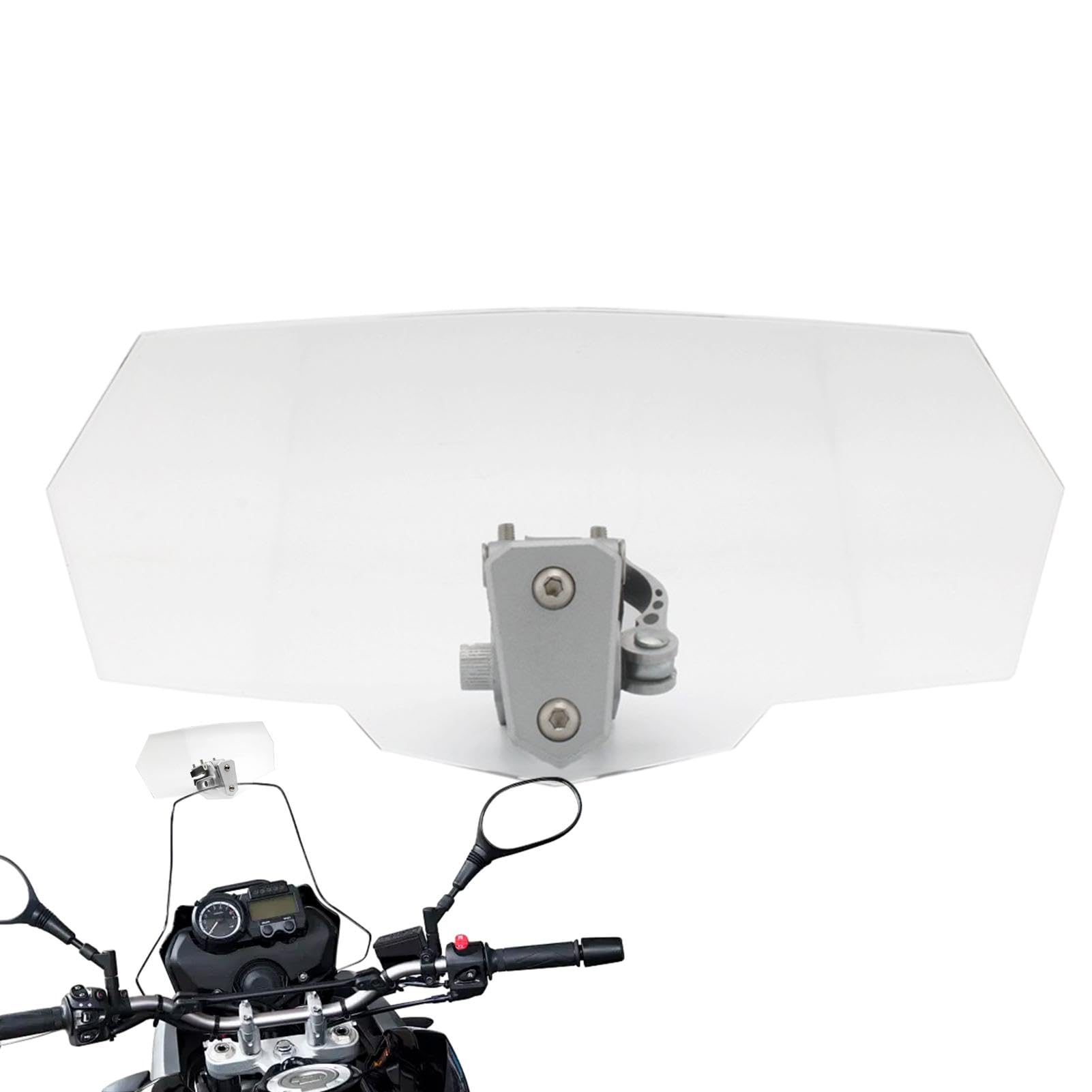 Motorrad-Windschutzscheibe | Verstellbare Windschutzscheibenverlängerung | Motorrad Windschutzscheibenspoiler | Höhenverstellbarer Motorradschutz mit 10,63 x 4,72 Zoll für modifizierte Motorräder von Foeirp