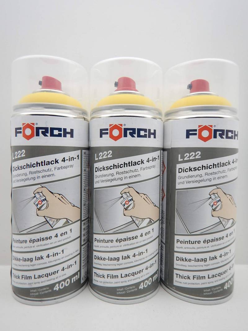 FORCH 4 in 1 RAL 1023 VERKEHRSGELB GELB DICKSCHICHTLACK Lack Spray SPRAYDOSE 400ML (3) von FORCH