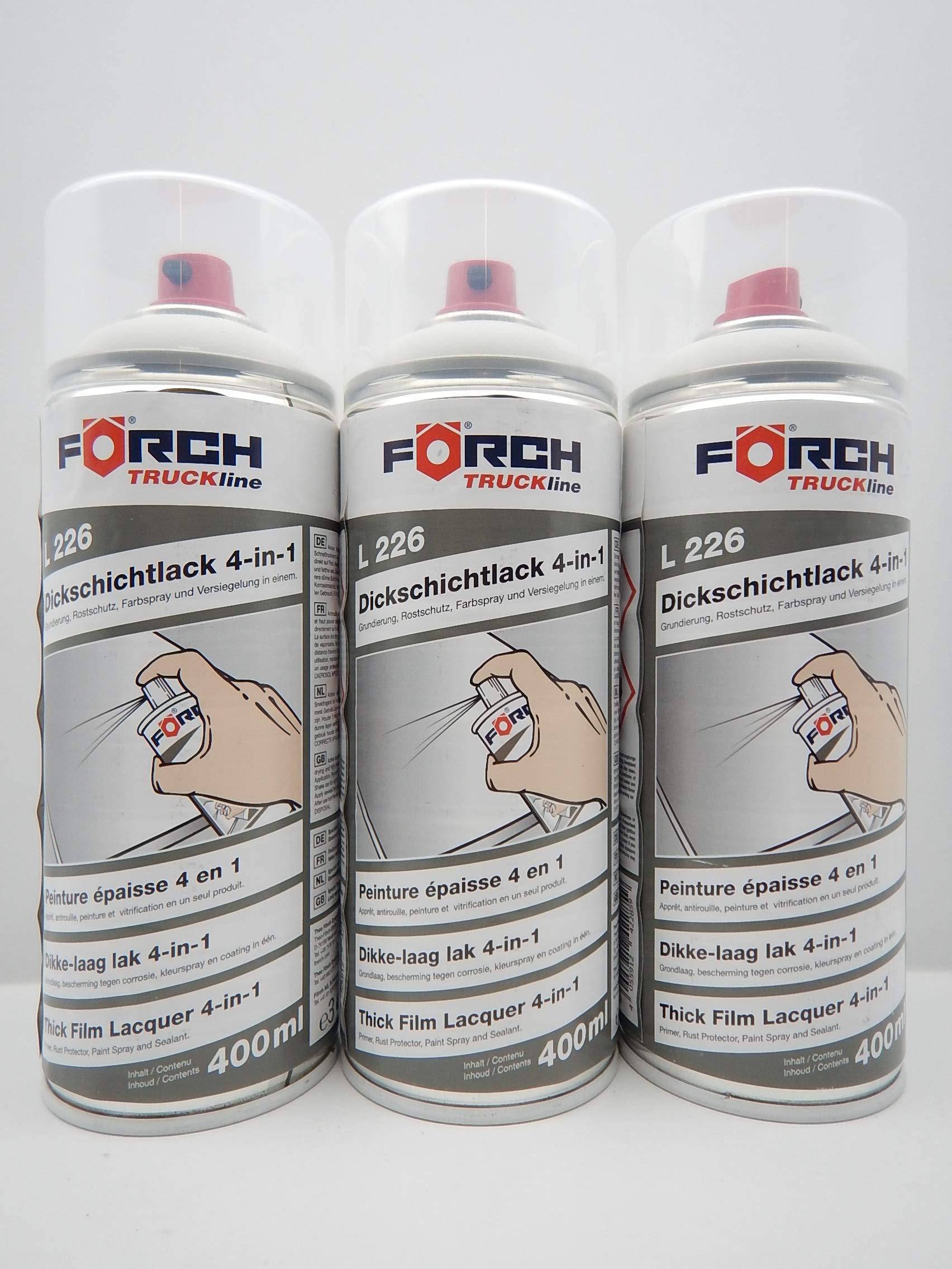 FORCH 4 in 1 Scania WEIß Weiss LKW Truck DICKSCHICHTLACK Lack Spray SPRAYDOSE 400ML (3) von FORCH