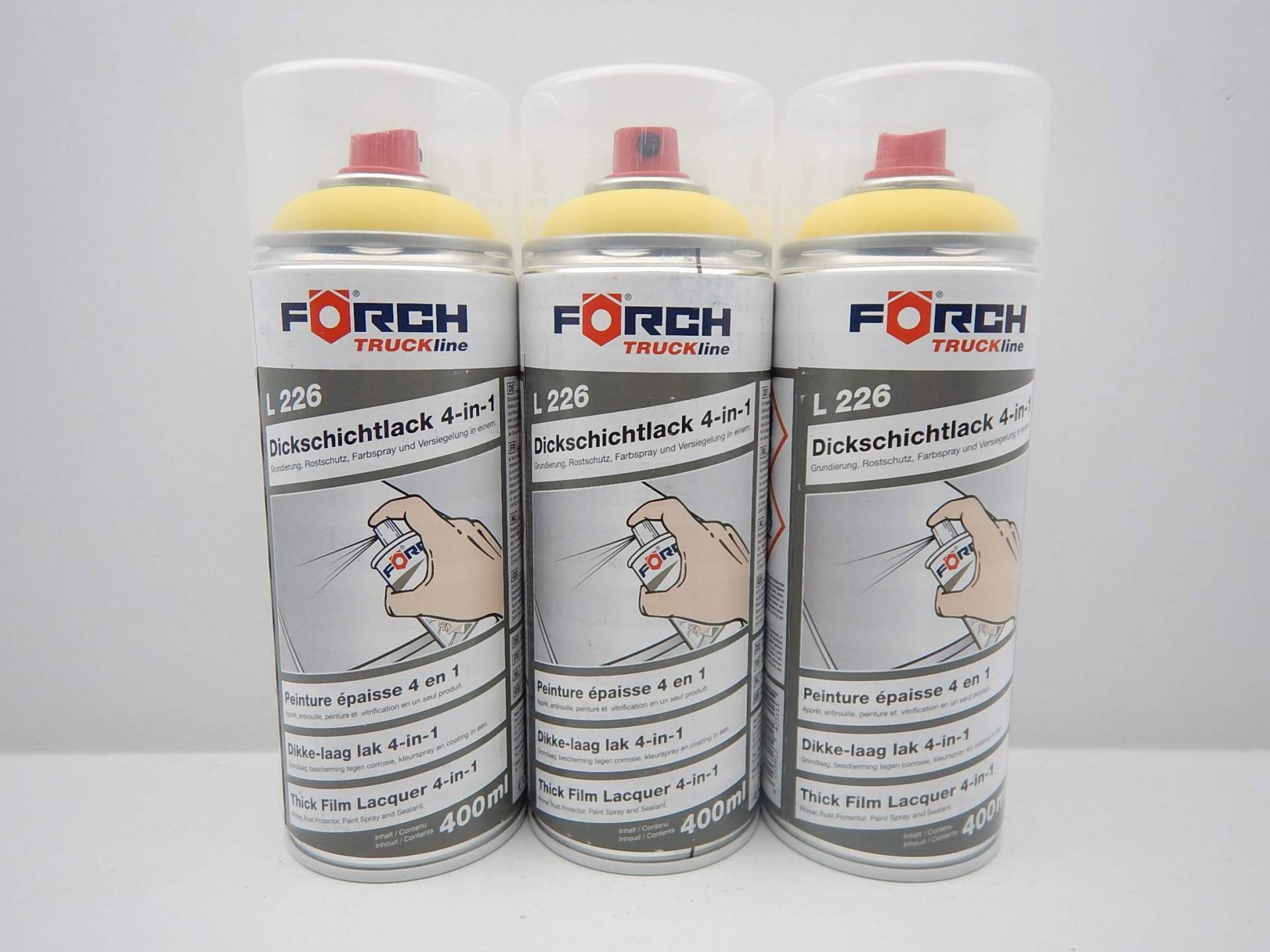 FORCH 4 in 1 Traktor GELB LANDMASCHINE DICKSCHICHTLACK Lack Spray SPRAYDOSE 400ML (3) von FORCH