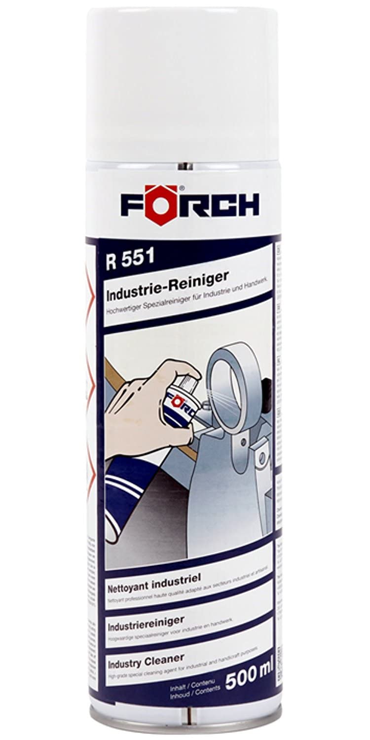 Förch Industrie Reiniger R551 500ml Industrie Clean zum Reinigen von Metallteilen, müheloses Entfernen von Aufklebern, Kleberesten, Etiketten, Silikon, Wachs von FORCH