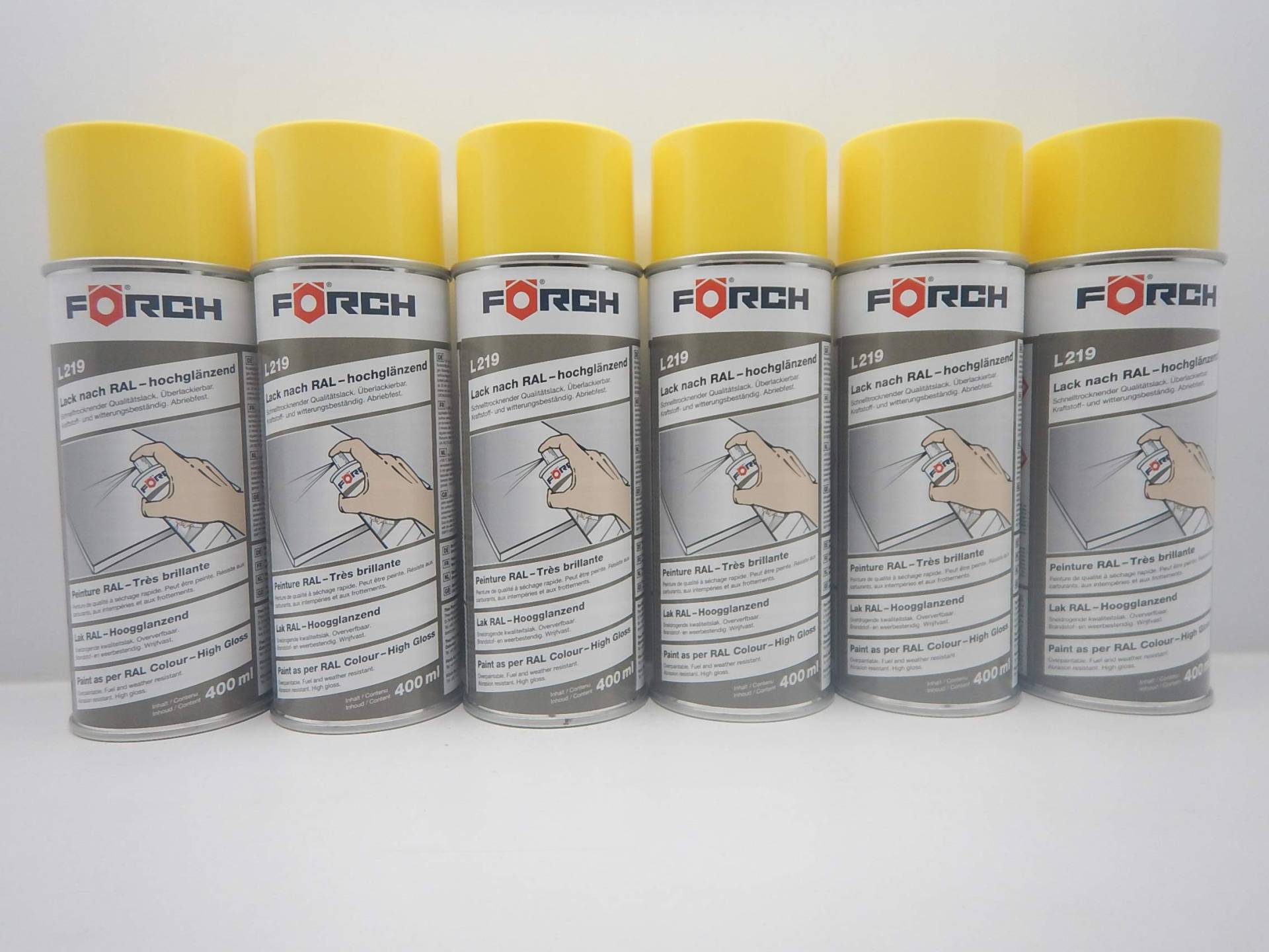 FORCH ZINKGELB GELB RAL 1018 Lack LACKSPRAY Spray SPRAYDOSE 400ML (6) von FORCH