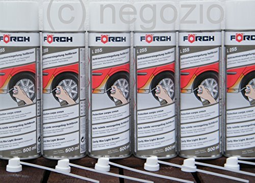 PROFI HOHLRAUMVERSIEGELUNG Sparpack ! 6 x 500ml Förch Wachs-Spray L255, hellbraun, 6 Hohlraumsonden 15cm Verpackung:EINWEG von FORCH