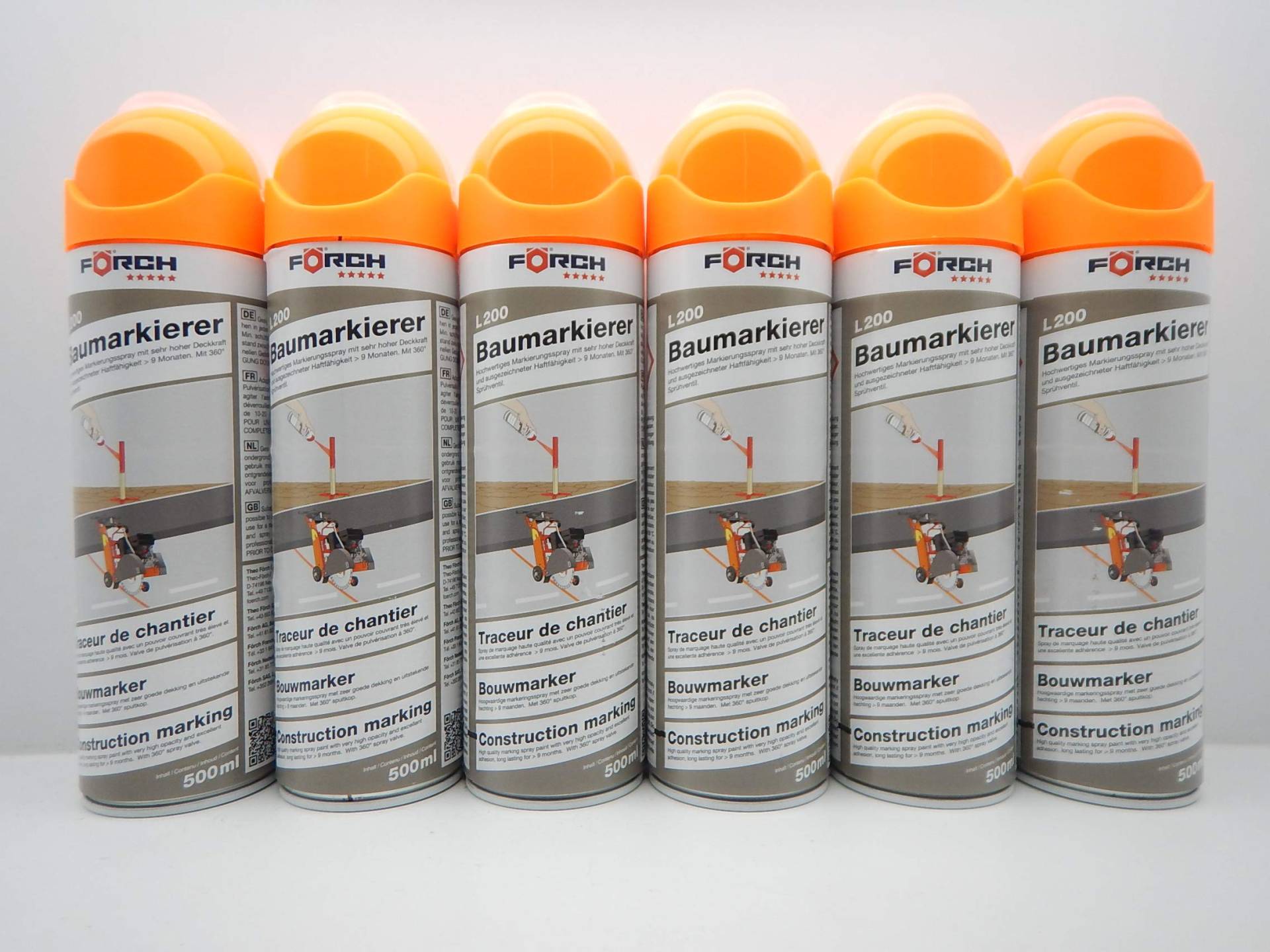 MARKIERUNGSSPRAY MARKIERUNG MARKIERSPRAY Farbe ORANGE L200 360° VENTIL 500ML (6) von FORCH