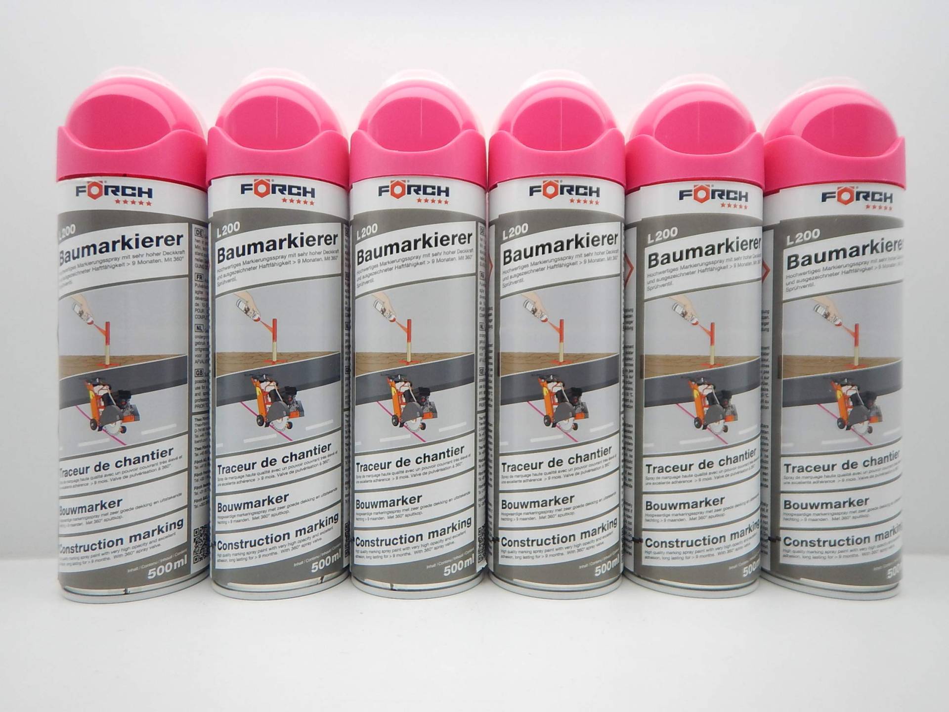 MARKIERUNGSSPRAY MARKIERUNG MARKIERSPRAY Farbe PINK L200 360° VENTIL 500ML (6) von FORCH