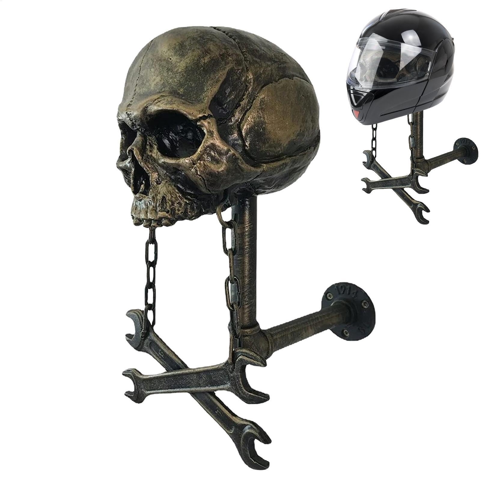 Fogukier Totenkopf-Helm-Display, Wandmontierter Helm-Aufhänger, Ständer, Halter, Schädelkopf-Design, für Helme von Fogukier