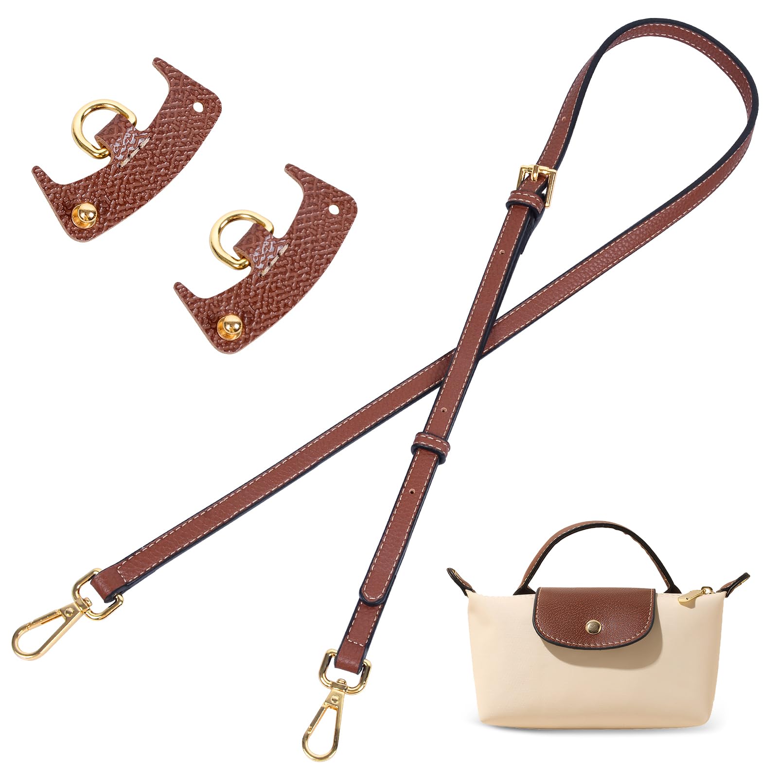 Schultergurt aus Leder für Taschen, Verstellbarer Schulterriemen für Taschen, Taschen Leder Riemen Schultergurt für Longchamp Mini Bag Straps, Mini Bag Straps, Taschengurt Gurt Verlängerung von Fohil