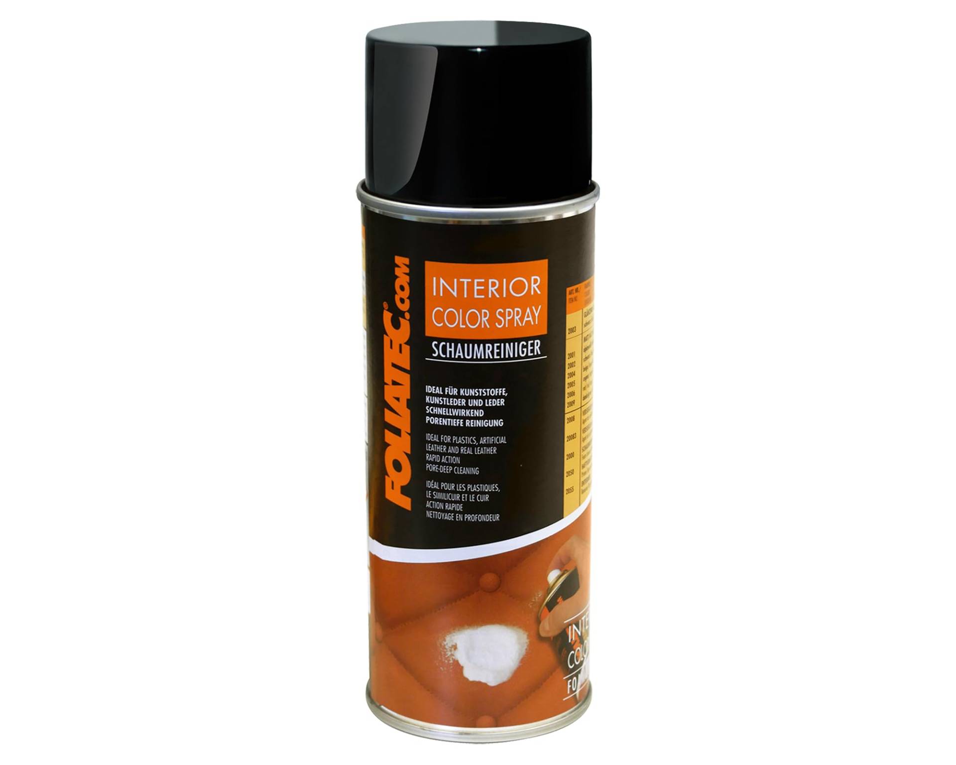 FOLIATEC Interior Color Spray Schaumreiniger Reinigungsschaum für Kunststoffe, Kunstleder und Leder, 400 ml von Foliatec