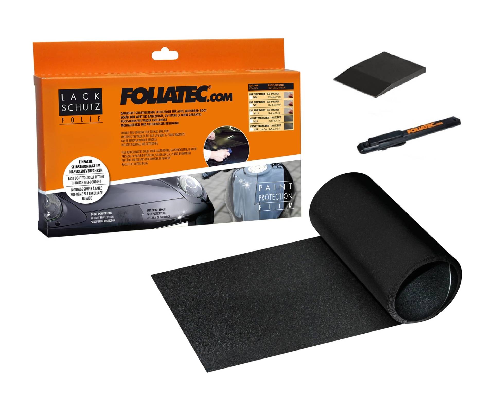 Foliatec FT3415 3415 Lack Schutzfolie schwarz, 17 x 165 cm von Foliatec