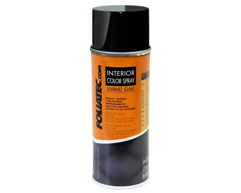 Foliatec Interior Color Spray Farbspray Schnelltrocknend Abriebfest für Kunststoffe, Kunstleder und Leder, Schwarz Glänzend, 400 ml von Foliatec