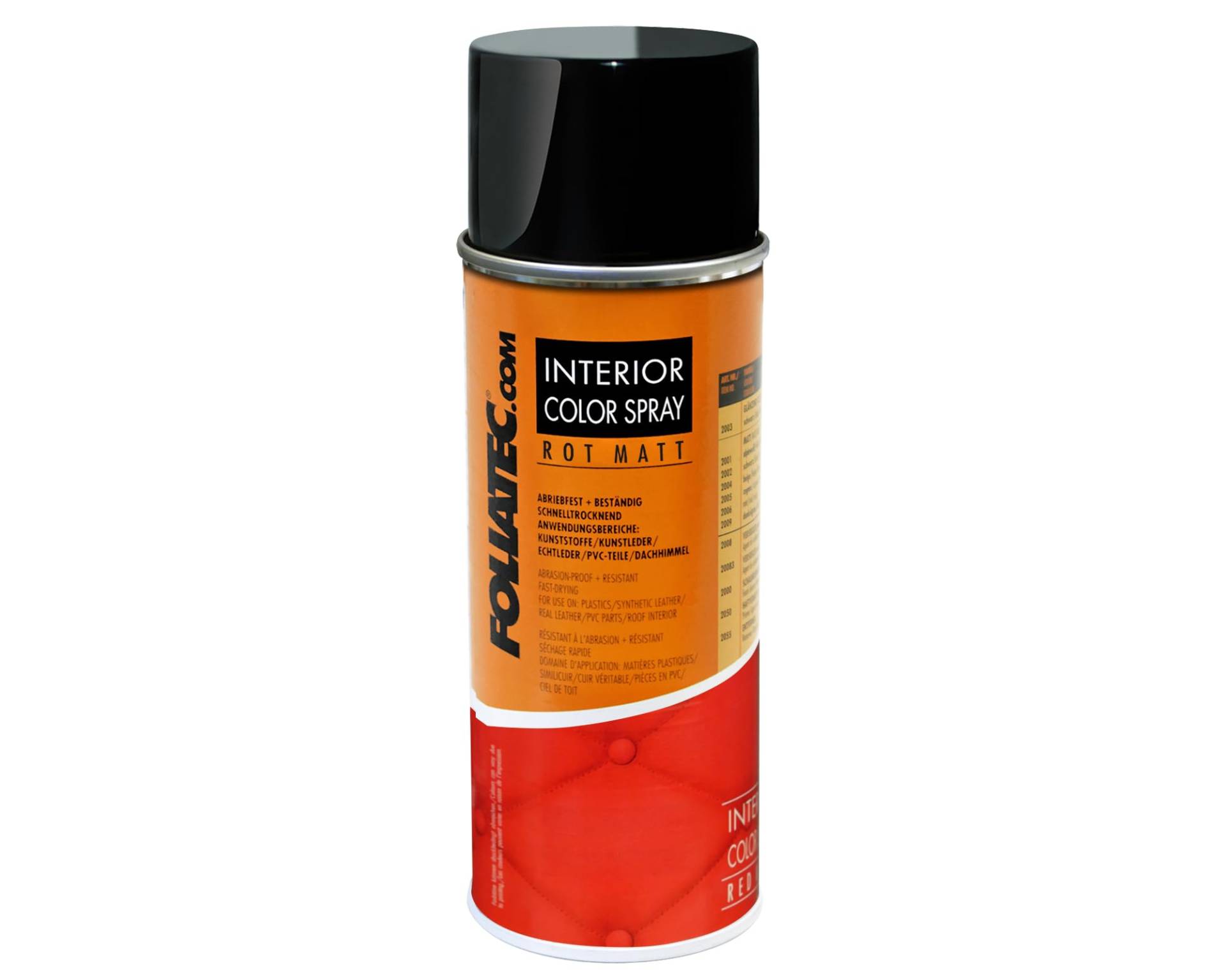 Foliatec Interior Color Spray Farbspray Schnelltrocknend Abriebfest für Kunststoffe, Kunstleder und Leder, Rot Matt, 400 ml von Foliatec