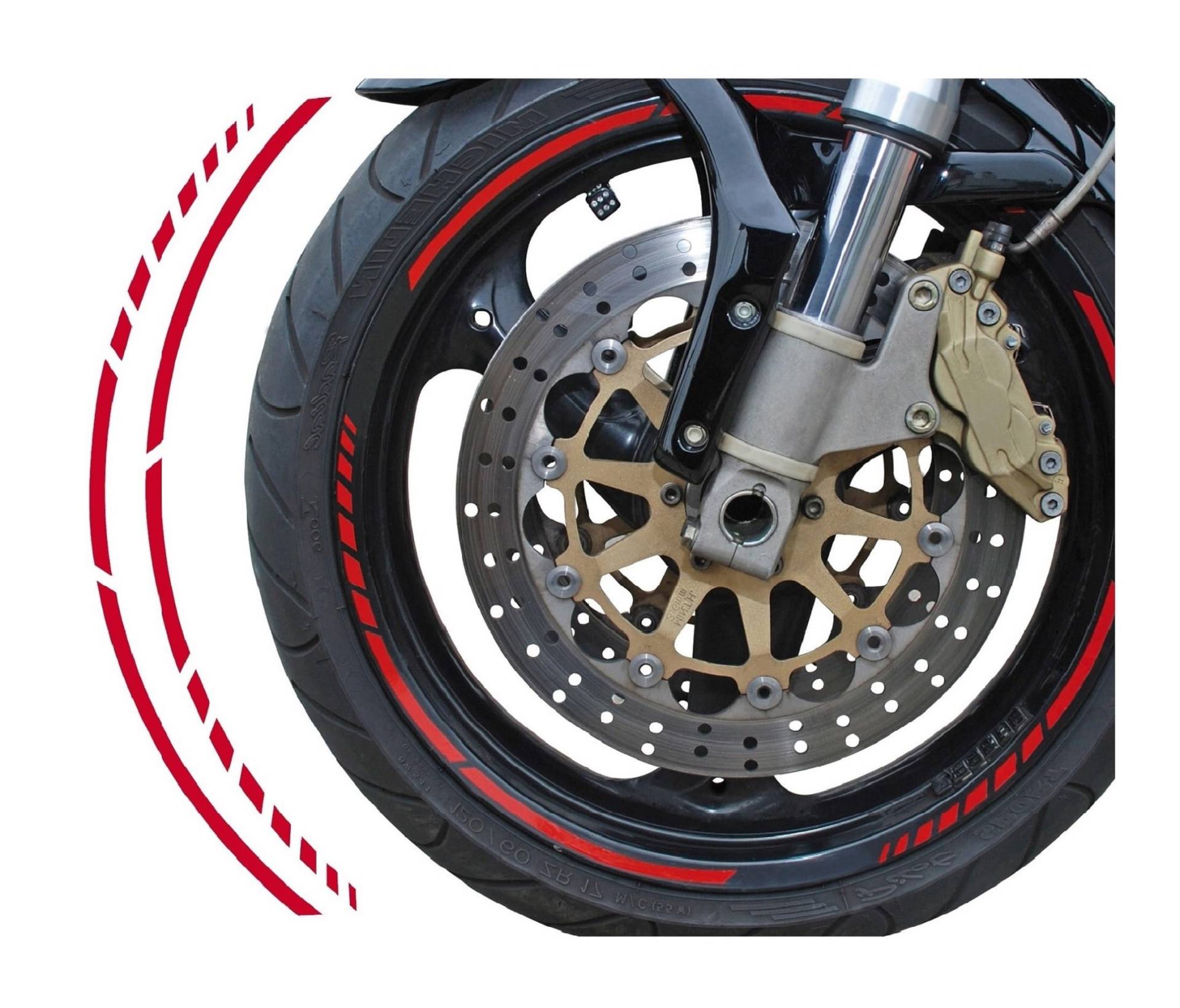 FOLIATEC PIN Striping Racing Felgenrandaufkleber Zierstreifen für Motorrad, Rot von Foliatec