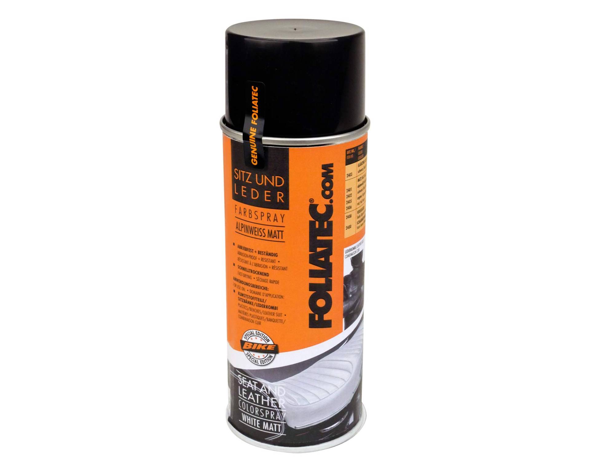 Foliatec Sitz und Leder Farbspray Auto Motorrad Lack Spray für Leder und Kunstleder, Alpinweiss Matt, 400 ml von Foliatec