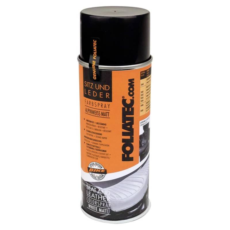 Foliatec Sitz und Leder Farbspray Lack Spray für Auto & Motorrad Leder und Kunstleder, alpinweiss matt, 400 ml von Foliatec