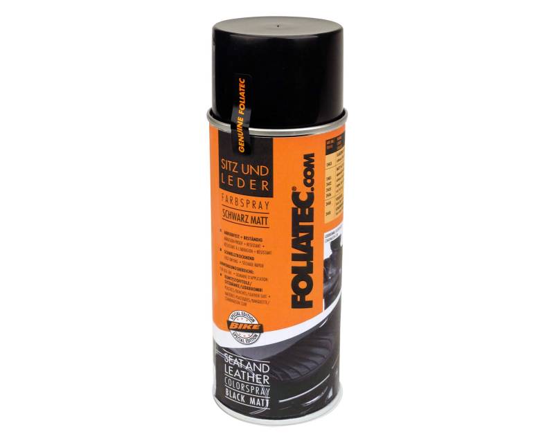 Foliatec Auto Leder Pflege Sitz und Leder Farbspray, für Kunststoffe, Leder, Kunstleder, Schwarz Matt, 400 ml (1er Pack) von Foliatec