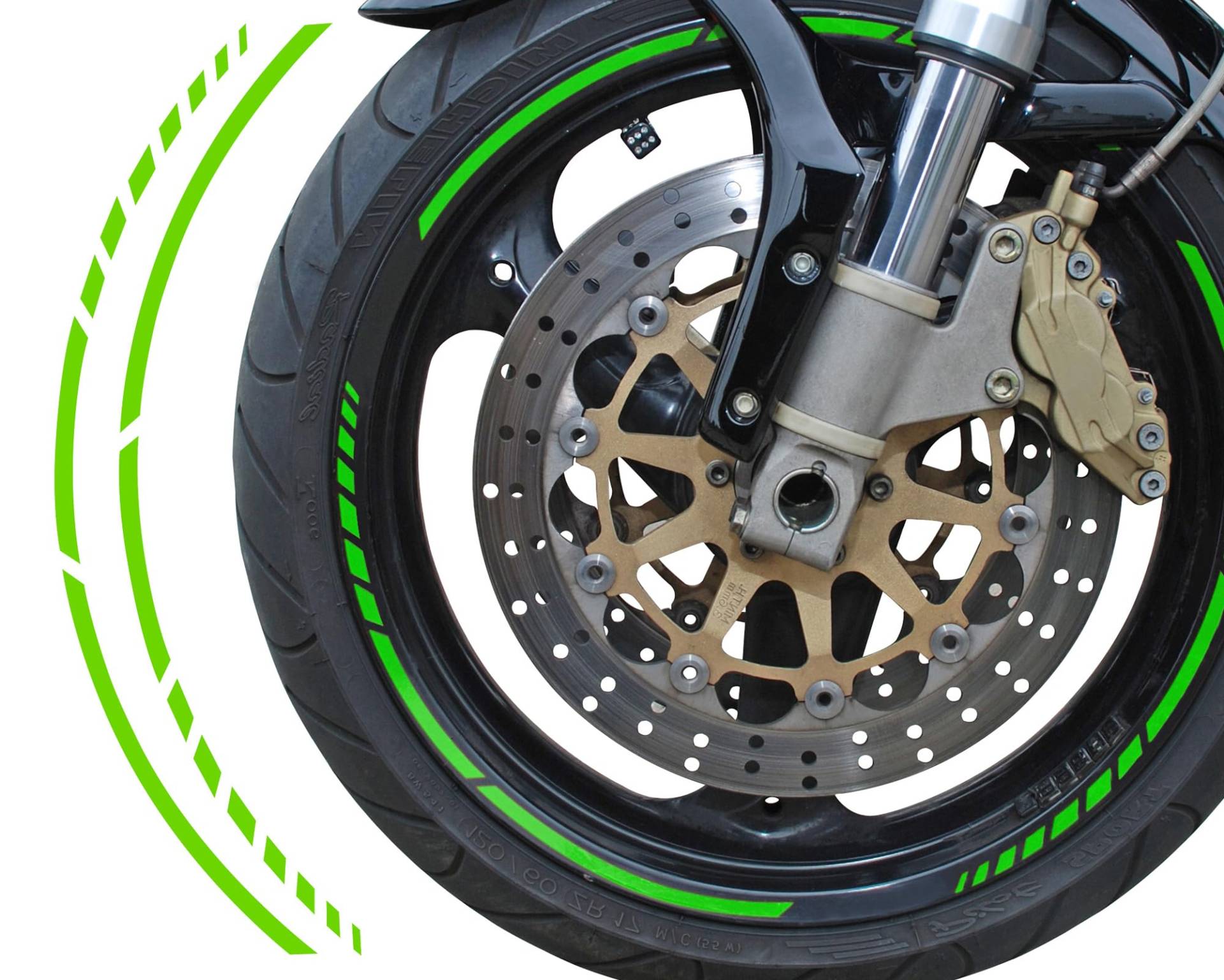 FOLIATEC PIN Striping Racing Felgenrandaufkleber Motorrad Zierstreifen Felgen Aufkleber, neon grün von Foliatec