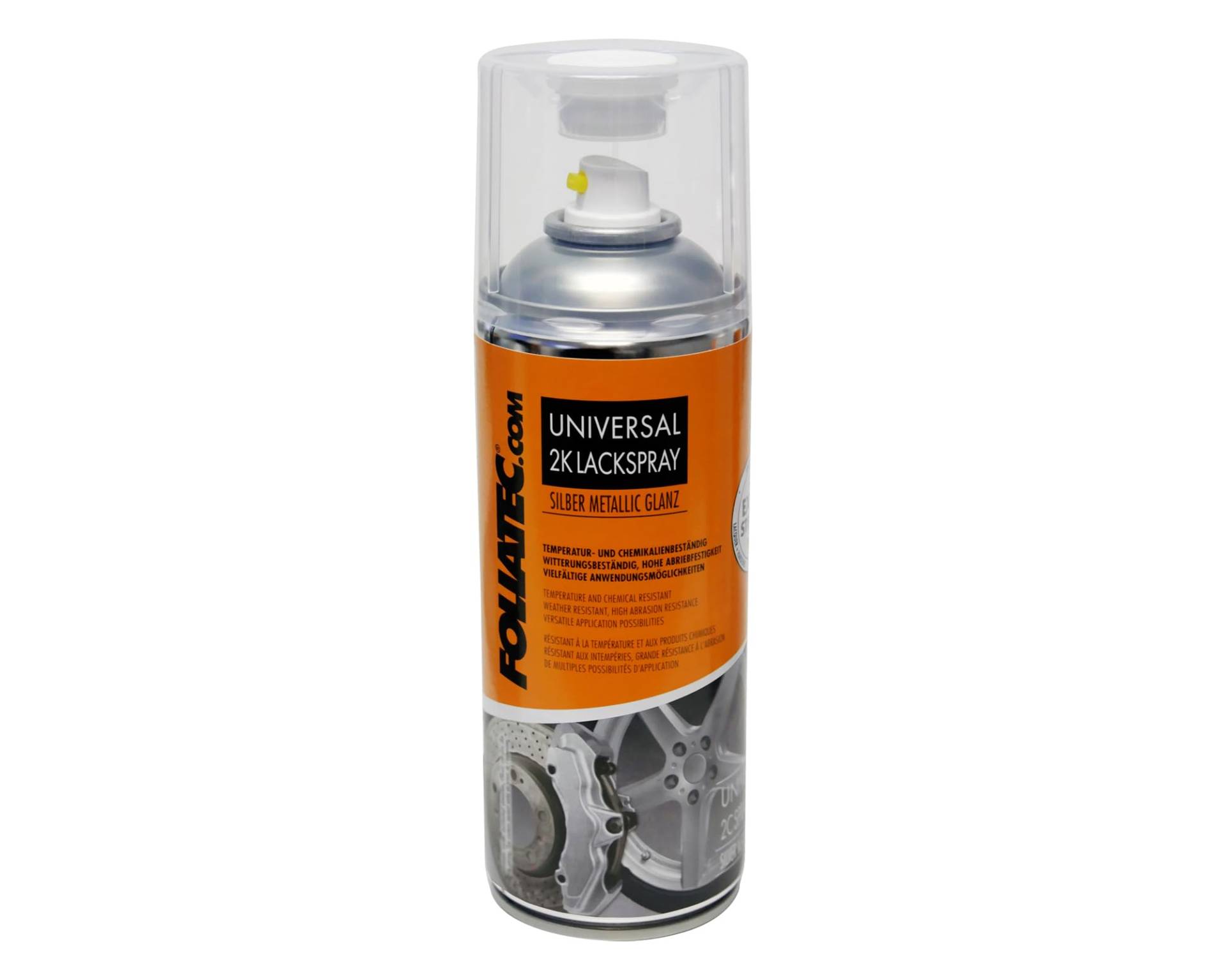 Foliatec Universal 2K Lackspray für 4 Bremssättel,Bremssattel Lack Spray,Hitzebeständig,Silber Metallic Glänzend,400 ml von Foliatec