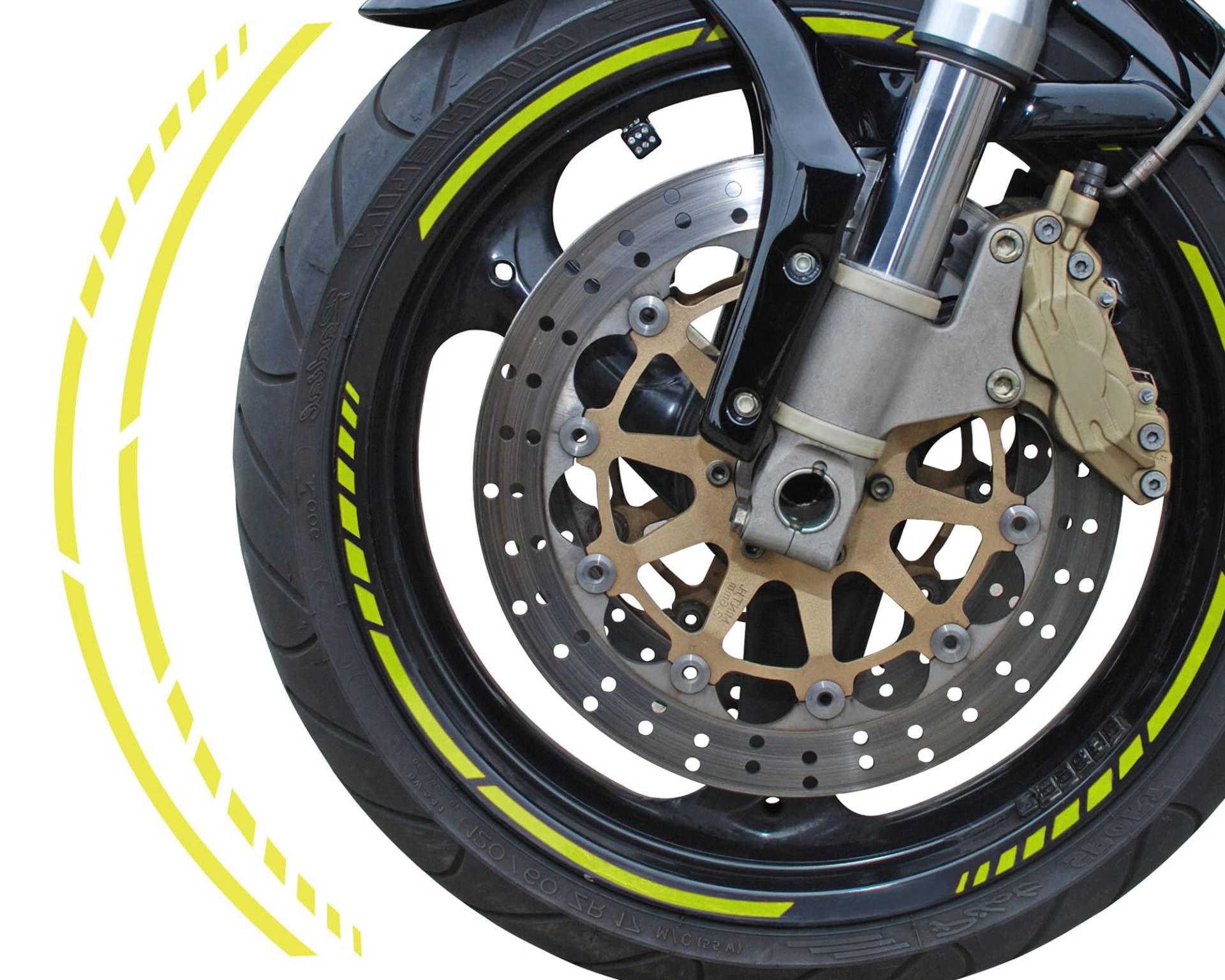 FOLIATEC PIN Striping Racing Felgenrandaufkleber Motorrad Zierstreifen Felgen Aufkleber, neon gelb von Foliatec