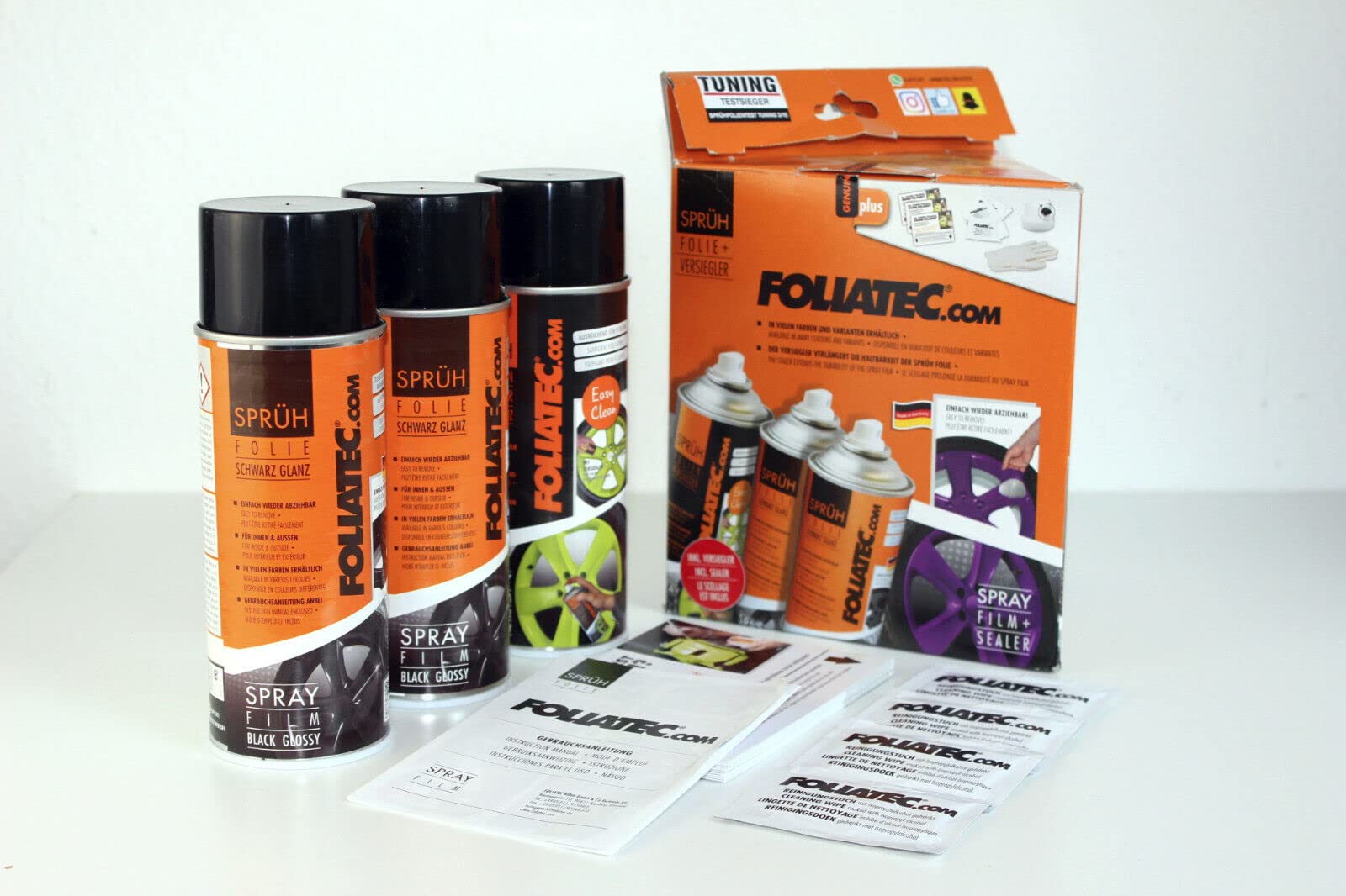 Foliatec Promo Spray Film Set - Black + Sealer Glossy 3x400ml von Foliatec
