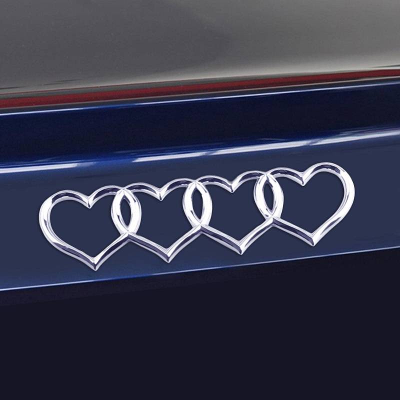 Foliner Auto Logo Modifikation Liebe Aufkleber, Auto Aufkleber Herz Ring Logo Auto Heck Dekorativer Aufkleber, Auto Aufkleber Herz Ring Logo Auto Schwanz Dekorativer Aufkleber Für Audi A3 A4 A6L Q5 von Foliner