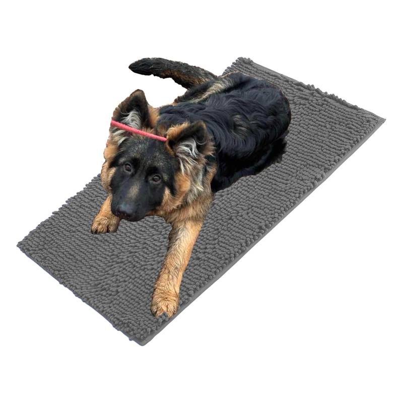 Folleggia Cleany Matte Hunde, Schmutzfangmatte Hund, Cleany Matte Schmutzfangmatte, für Schlammige, Nasse Pfoten und Schuhe, für Haustier, Weich und Super Saugfähig (Silbergrau, 50 * 80cm) von Folleggia