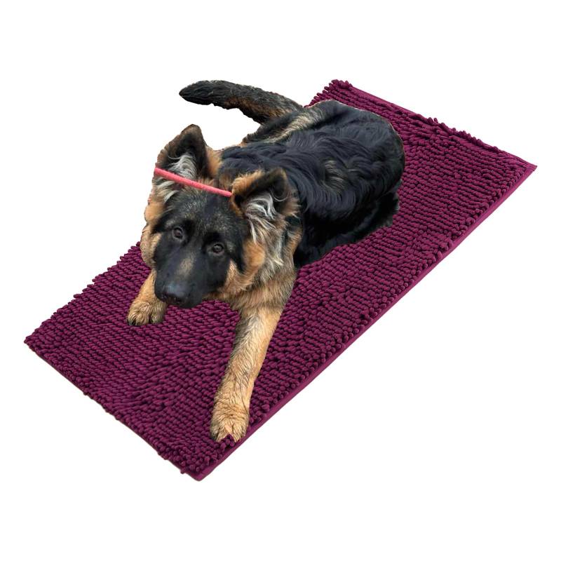 Folleggia Cleany Matte Hunde, Schmutzfangmatte Hund, Cleany Matte Schmutzfangmatte, für Schlammige, Nasse Pfoten und Schuhe, für Haustier, Weich und Super Saugfähig (Tiefes Lila, 30 * 50cm) von Folleggia