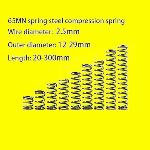 1/5 Stück 65 MN starke Federstahldruck-Kompressionsfeder Stoßdämpfung Rückholfeder Durchmesser 2,5 mm (100 mm (5 Stück), 12 mm) von FonFou